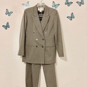2 Piece Jones of New York Herringbone Wool Suit
